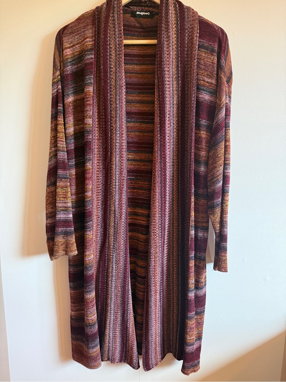 Desigual Space Dye Open Front Cardigan Duster Sweater Medium Boho Cottagecore